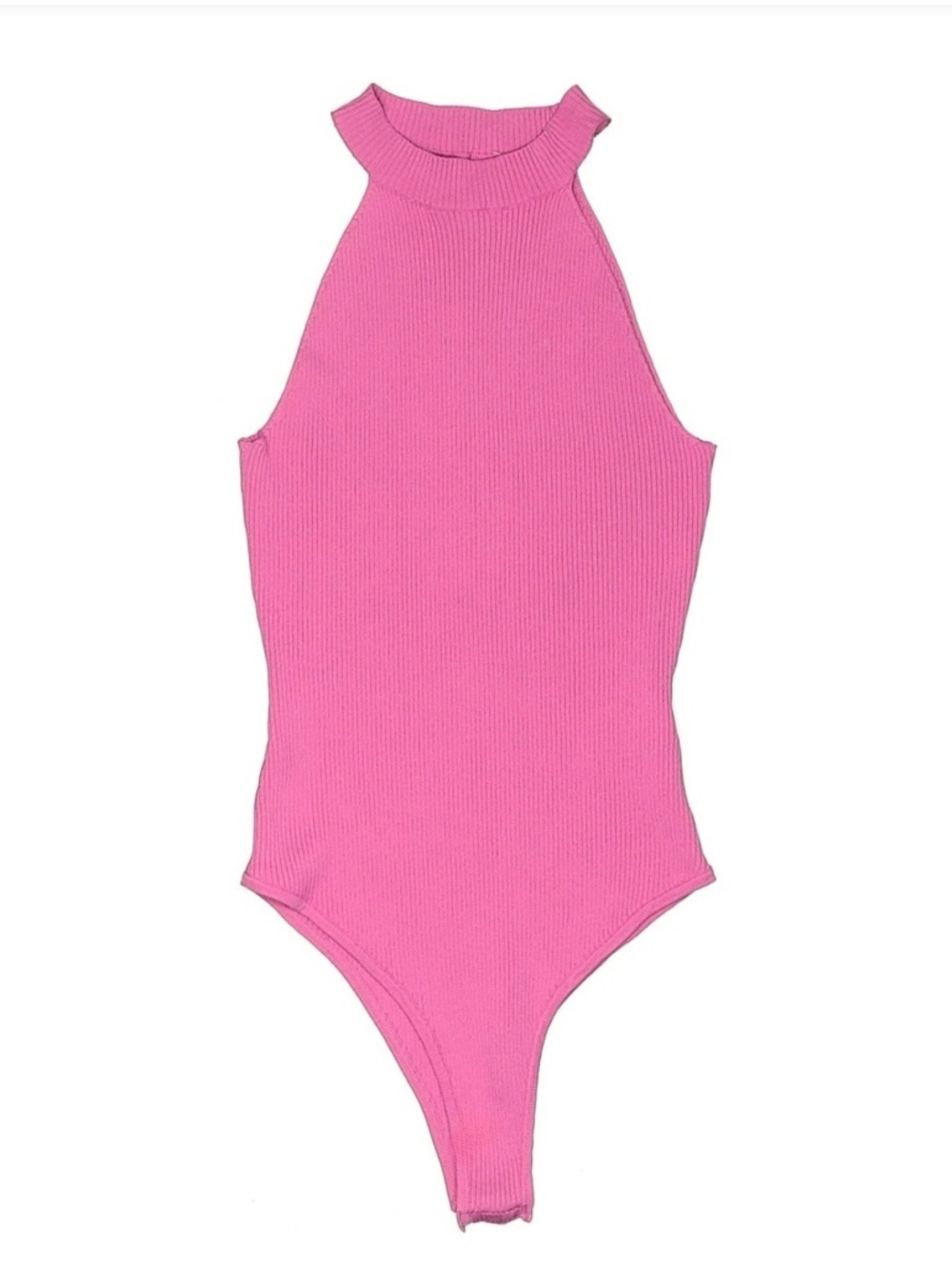 Happily Grey Pink Ribbed Knit Halter Bodysuit - Size Small